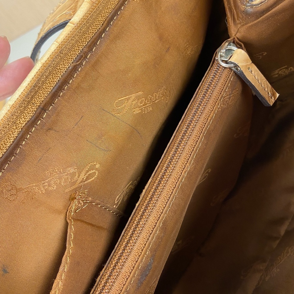 Fossil Croc Embossed Leather Shoulder Tote Bag Tan Vintage Y2K - Picture 9 of 15